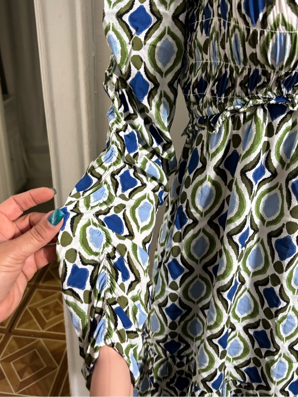 ANTHROPOLOGIE Women’s Long-Sleeve V-Neck Ruffle Mini Dress - Picture 10 of 16